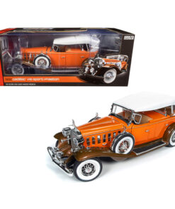 1932 Cadillac V16 Sports Phaeton Convertible Orange with White Top 1/18 Diecast Model Car by Autoworld AW264