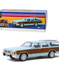 1979 Ford LTD Country Squire Light Blue with Wood Grain Paneling Charlie's Angels (1976-1981) TV Series 1/18 Diecast Model Car by Greenlight 19066