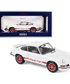 1973 Porsche Carrera 911 RS Touring White with Red Stripes 1/18 Diecast Model Car by Norev 187639