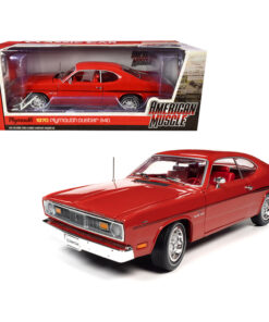 1970 Plymouth Duster 340 Hardtop Rallye Red with Red Interior and Black Stripes Hemmings Classic Car Magazine Cover Car (September 2007) 1/18 Diecast Model Car by Autoworld AMM1205