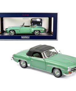 1957 Mercedes Benz 190 SL Cabriolet Light Green Metallic with Black Top 1/18 Diecast Model Car by Norev 183401