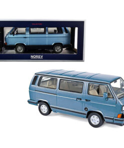 1990 Volkswagen Multivan Bus Light Blue Metallic 1/18 Diecast Model Car by Norev 188544
