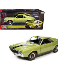 1968 AMC AMX Hardtop Light Green Metallic with Black Stripes Muscle Car & Corvette Nationals (MCACN) 1/18 Diecast Model Car by Autoworld AMM1214