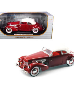 1937 Cord 812 Supercharged Coupe Burgundy with White Top 1/18 Diecast Model Car by Signature Models 18112bur