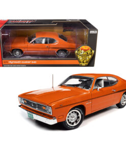 1970 Plymouth Duster 340 Two-Door Coupe EK2 Vitamin C Orange with Black Stripes and White Interior Class of 1970 1/18 Diecast Model Car by Autoworld AMM1239