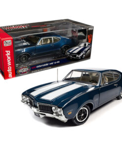 1969 Oldsmobile 442 W-30 Coupe Trophy Blue Metallic with White Stripes Muscle Car & Corvette Nationals (MCACN) Special Limited Edition 1/18 Diecast Model Car by Autoworld AMM1236