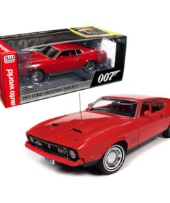 1971 Ford Mustang Mach 1 Bright Red with Red Interior (James Bond 007) Diamonds are Forever (1971) Movie 1/18 Diecast Model Car by Autoworld AWSS126