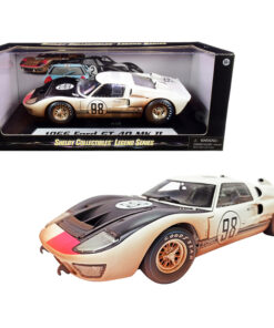 1966 Ford GT-40 MK II #98 White with Black Hood After Race (Dirty Version) 1/18 Diecast Model Car by Shelby Collectibles SC432