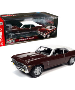 1970 Chevrolet Nova SS 396 Black Cherry with White Top Muscle Car & Corvette Nationals (MCACN) 1/18 Diecast Model Car by Autoworld AMM1230
