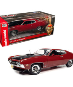 1970 Ford Torino Cobra Red with Black Hood Class of 1970 1/18 Diecast Model Car by Autoworld AMM1234