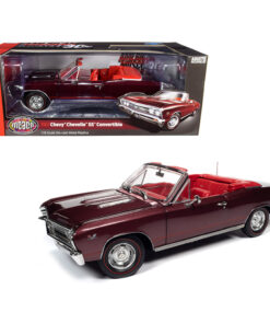 1967 Chevrolet Chevelle SS 396 Convertible Madiera Maroon Metallic with Red Interior Muscle Car & Corvette Nationals (MCACN) 1/18 Diecast Model Car by Autoworld AMM1244