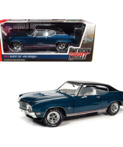 1970 Buick GS 455 Stage 1 Hardtop Diplomat Blue Metallic with Black Top and White Interior Hemmings Muscle Machines Magazine Cover Car (July 2019) 1/18 Diecast Model Car by Autoworld AMM1242