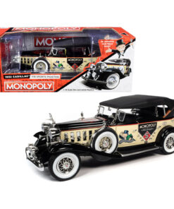 1932 Cadillac V16 Sport Phaeton Convertible and Mr. Monopoly Resin Figurine 1/18 Diecast Model Car by Autoworld AWSS127