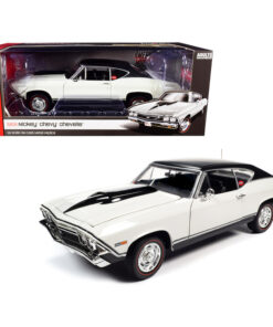 1968 Chevrolet Nickey Chevelle SS Hardtop Ermine White with Black Top 1/18 Diecast Model Car by Autoworld AMM1201