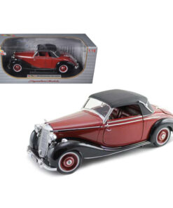 1950 Mercedes Benz 170S Cabriolet Burgundy and Black 1/18 Diecast Model Car by Signature Models 18123bur