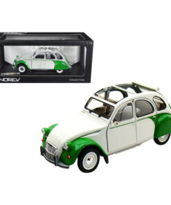 1985 Citroen 2CV Dolly White/Green 1/18 Diecast Model Car by Norev 181512