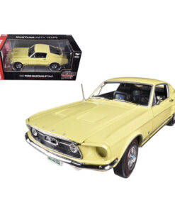 1967 Ford Mustang 2+2 GT Aspen Gold Limited to 1250pc 50th Anniversary 1/18 Diecast Car Model by Autoworld AMM1038