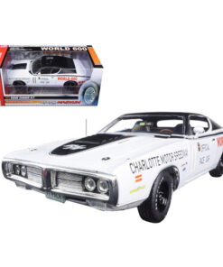 1971 Dodge Charger White Charlotte Motor Speedway World 600 Pace Car Limited Edition to 1002pc 1/18 Diecast Model Car by Autoworld AW223