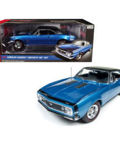 1967 Chevrolet Camaro SS 427 Baldwin Motion Marina Blue with Black Hardtop 50th Anniversary Limited Edition to 1002 pieces Worldwide 1/18 Diecast Model Car by Autoworld AMM1118