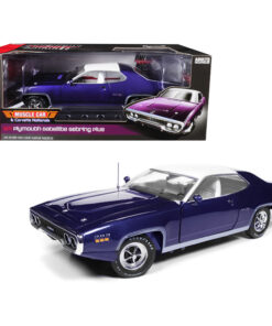 1971 Plymouth Satellite Sebring Plus MCACN Purple with White Roof Limited Edition to 1002 pieces Worldwide 1/18 Diecast Model Car by Autoworld AMM1146