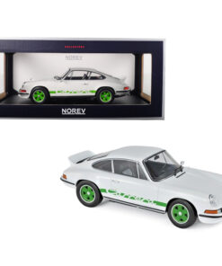 1973 Porsche 911 RS Touring White with Green Stripes and Wheels 1/18 Diecast Model Car by Norev 187636