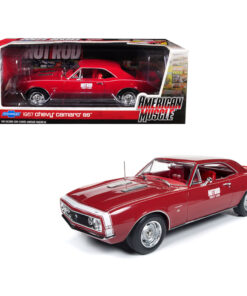1967 Chevrolet Camaro SS Hot Rod Test Car Red with White Nose Stripe Hot Rod Magazine Limited Edition to 1002 pieces Worldwide 1/18 Diecast Model Car by Autoworld AMM1163