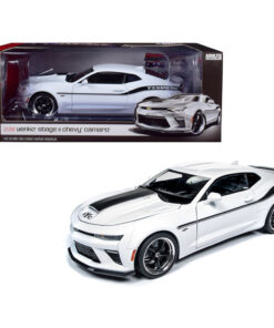 2018 Chevrolet Camaro Yenko/SC Stage II Coupe White with Black Stripes Limited Edition to 702 pieces Worldwide 1/18 Diecast Model Car by Autoworld AW253