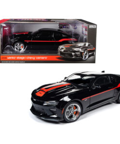 2018 Chevrolet Camaro Yenko/SC Stage I Coupe Black with Orange Stripes Limited Edition to 300 pieces Worldwide 1/18 Diecast Model Car by Autoworld AW257