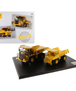 CAT Caterpillar 769 Off-Highway Truck (1963-2006) and CAT Caterpillar 770 Off-Highway Truck (2007-Present) with Operators Evolution Series Set of 2 pieces 1/50 Diecast Models by Diecast M 85562