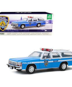 1988 Ford LTD Crown Victoria Wagon NYPD (New York City Police Department) Light Blue and White 1/18 Diecast Model Car by Greenlight 19062