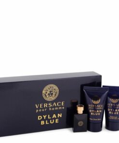 Versace Pour Homme Dylan Blue Gift Set - 0.17 Oz Mini Edt + 0.8 Oz After Shave Balm + 0.8 Oz Shower Gel -- For Men